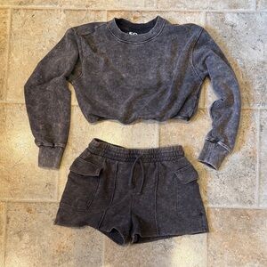 SO Washed Charcoal Drawstring Athletic set